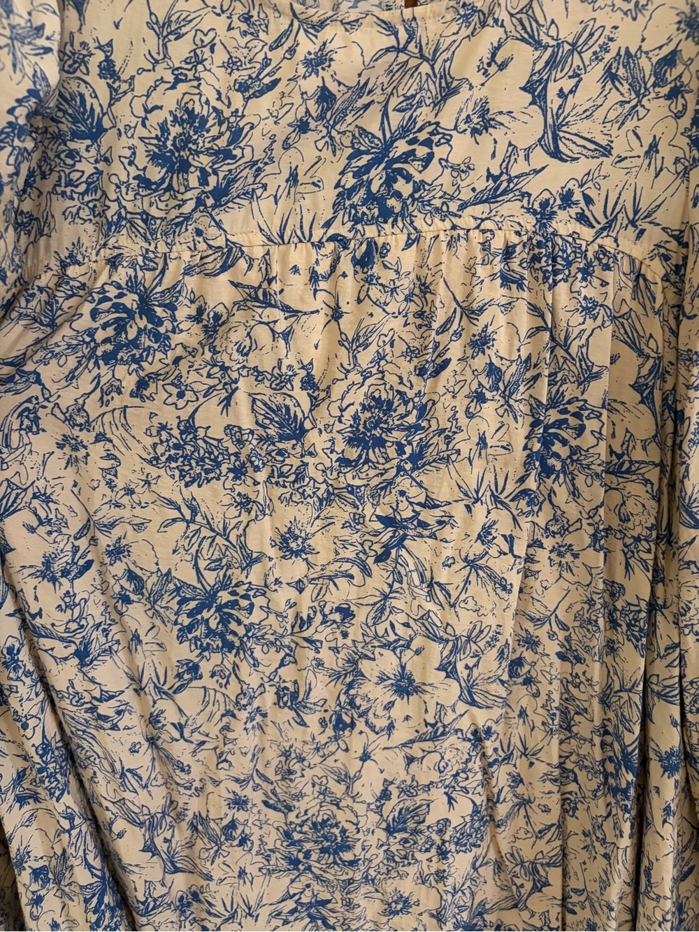 Hudson Gray Cream Long-Sleeve Dress with Blue Floral Print - Picture 9 of 10